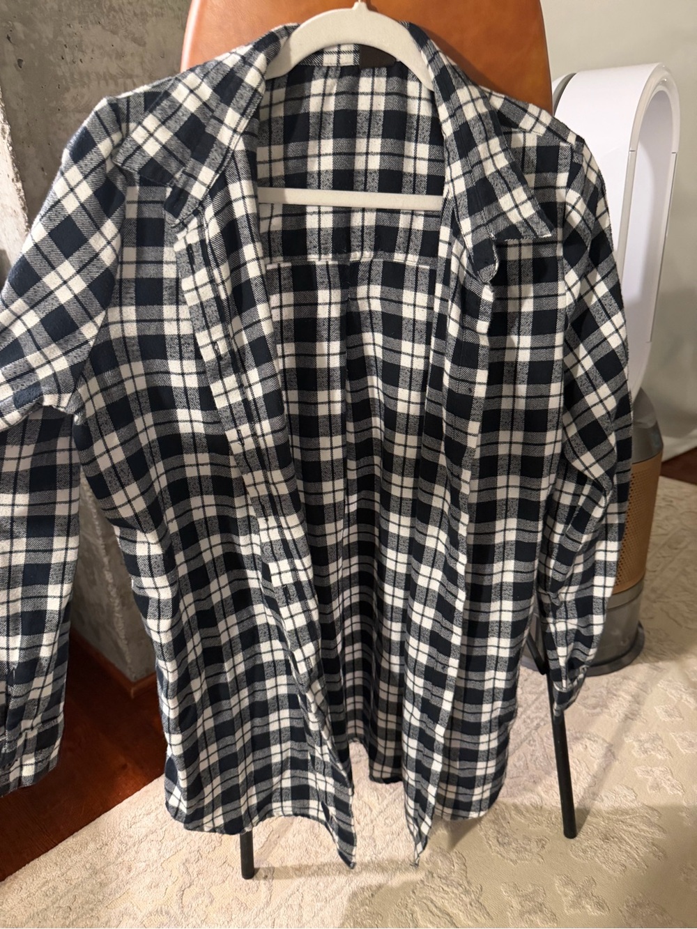 Plaid Flannel Shirt Jacket - Black & White